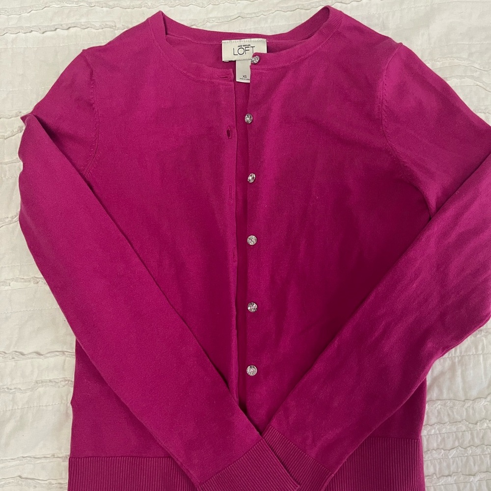 LOFT Women's Pink Cardigan Sweater